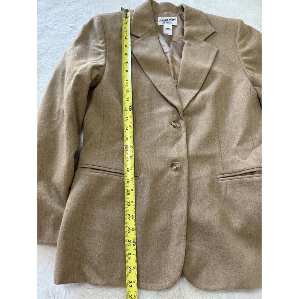 Vintage Pendleton Blazer Skirt Suit Set Tan Outfit Virgin Wool PRISTINE - Picture 5 of 12